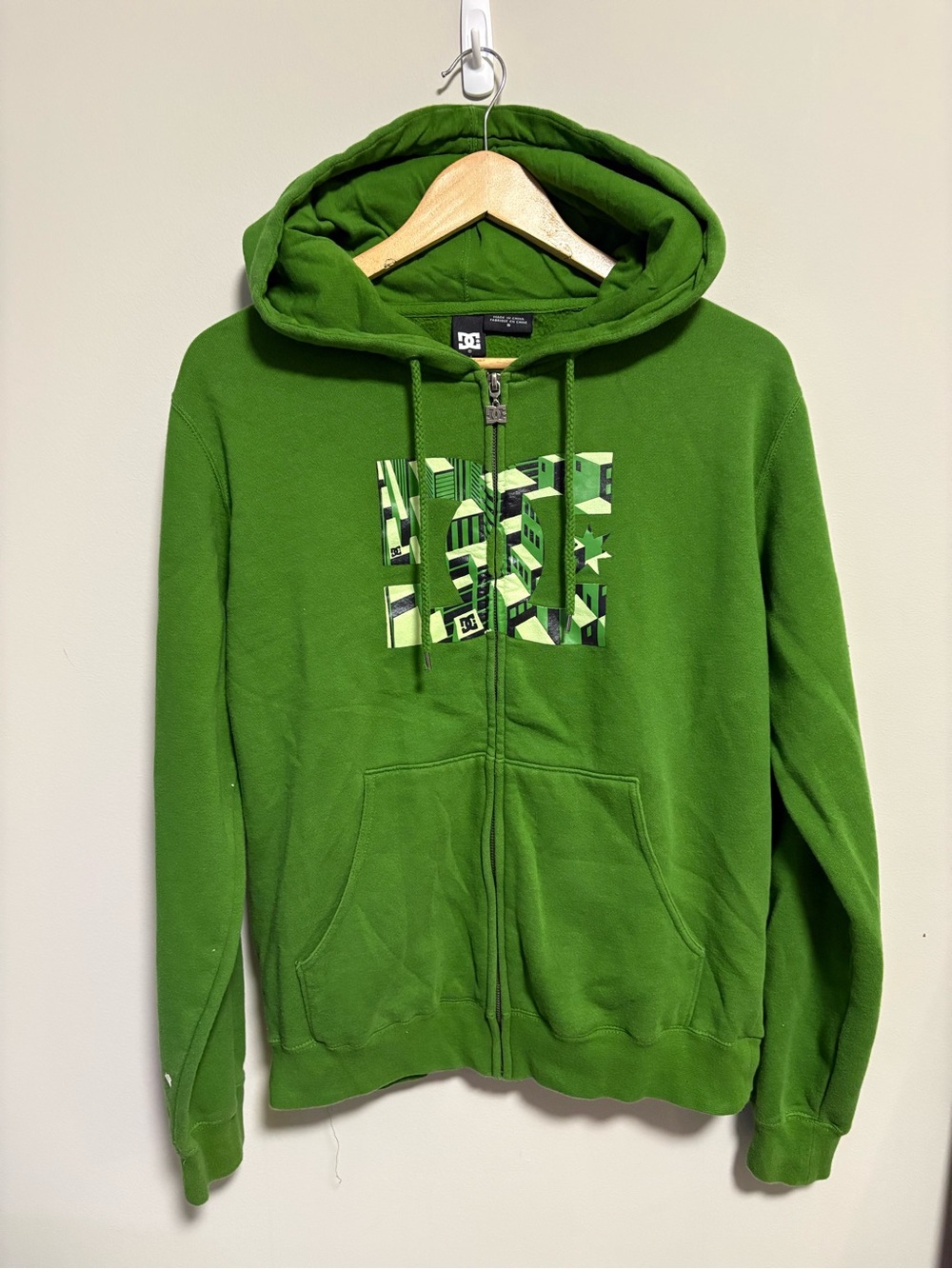 Vintage Y2K DC Shoes Skateboard Hoodie Mens S Green Full Zip